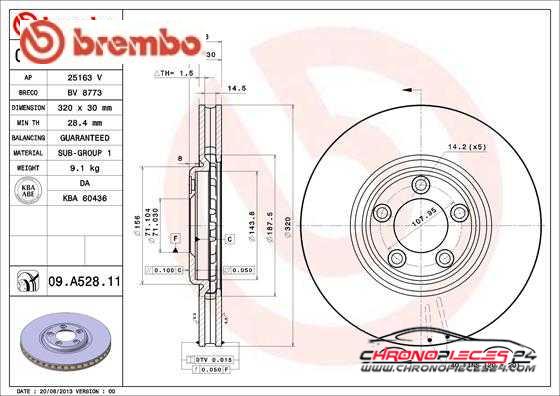 Achat de BREMBO 09.A528.11 Disque de frein pas chères