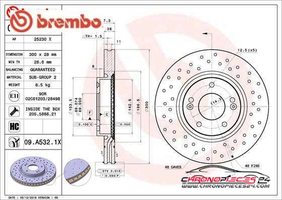 Achat de BREMBO 09.A532.1X Disque de frein pas chères