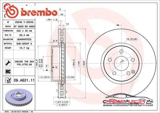 Achat de BREMBO 09.A621.11 Disque de frein pas chères