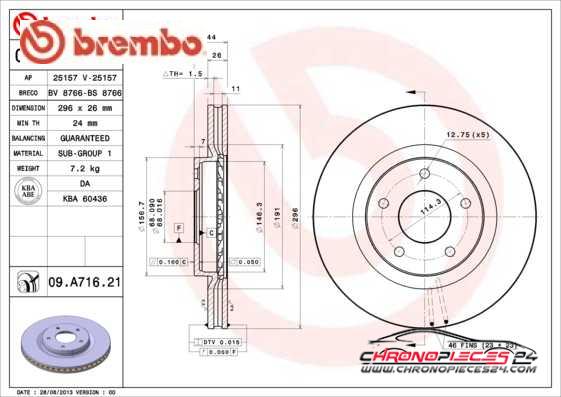 Achat de BREMBO 09.A716.21 Disque de frein pas chères