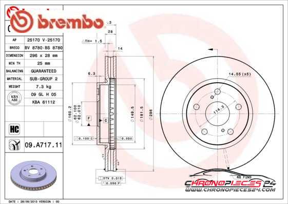 Achat de BREMBO 09.A717.11 Disque de frein pas chères