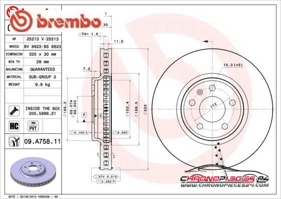 Achat de BREMBO 09.A758.11 Disque de frein pas chères