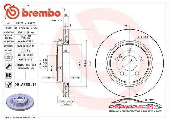 Achat de BREMBO 09.A760.11 Disque de frein pas chères