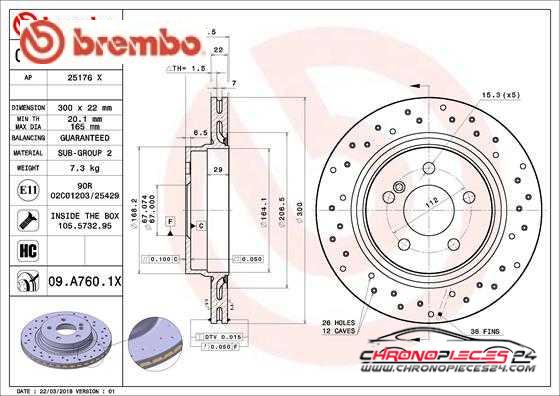 Achat de BREMBO 09.A760.1X Disque de frein pas chères