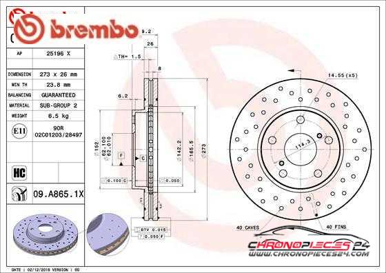 Achat de BREMBO 09.A865.1X Disque de frein pas chères