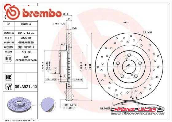 Achat de BREMBO 09.A921.1X Disque de frein pas chères