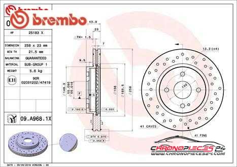 Achat de BREMBO 09.A968.1X Disque de frein pas chères