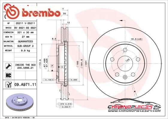 Achat de BREMBO 09.A971.11 Disque de frein pas chères