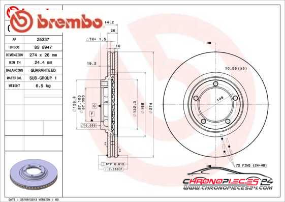 Achat de BREMBO 09.B030.10 Disque de frein pas chères