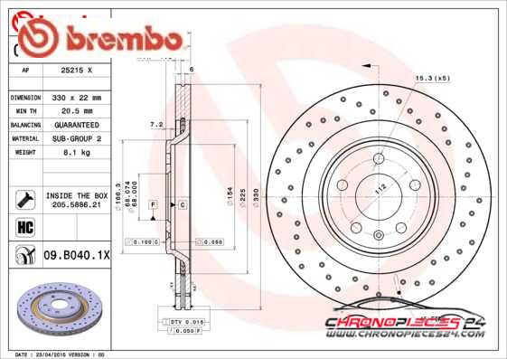 Achat de BREMBO 09.B040.1X Disque de frein pas chères