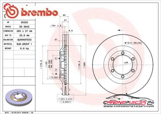 Achat de BREMBO 09.B267.10 Disque de frein pas chères