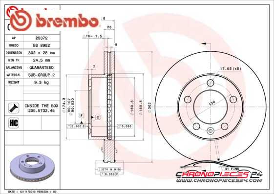 Achat de BREMBO 09.B633.10 Disque de frein pas chères