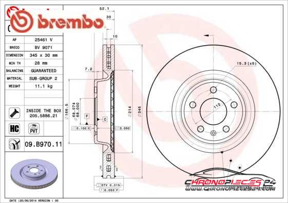 Achat de BREMBO 09.B970.11 Disque de frein pas chères