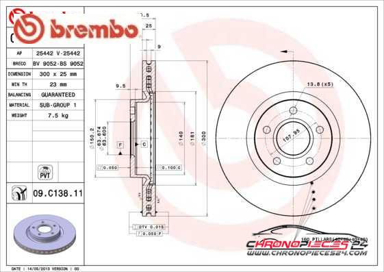 Achat de BREMBO 09.C138.11 Disque de frein pas chères