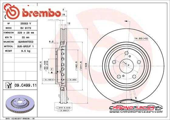 Achat de BREMBO 09.C499.11 Disque de frein pas chères