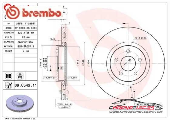 Achat de BREMBO 09.C542.11 Disque de frein pas chères