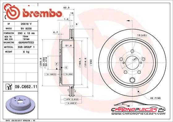 Achat de BREMBO 09.C662.11 Disque de frein pas chères