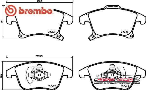 Achat de BREMBO P 24 173 Kit de plaquettes de frein, frein à disque pas chères