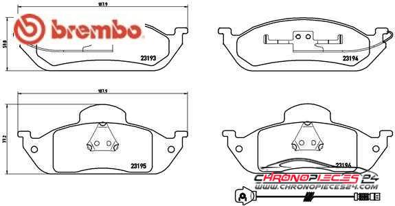 Achat de BREMBO P 50 039 Kit de plaquettes de frein, frein à disque pas chères