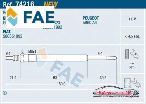 Achat de FAE 74216 Bougie de préchauffage pas chères