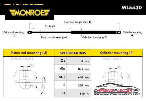 Achat de MONROE ML5530 Vérin de hayon, de coffre pas chères