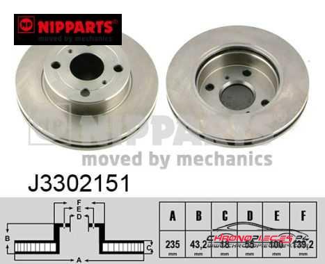 Achat de NIPPARTS J3302151 Disque de frein pas chères