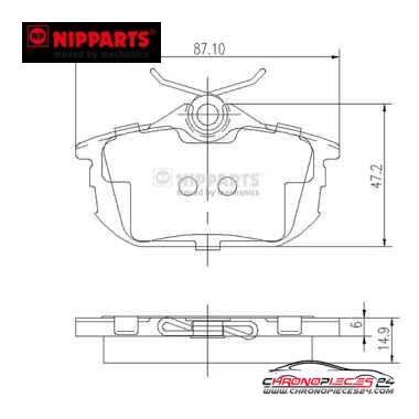 Achat de NIPPARTS J3615012 Kit de plaquettes de frein, frein à disque pas chères