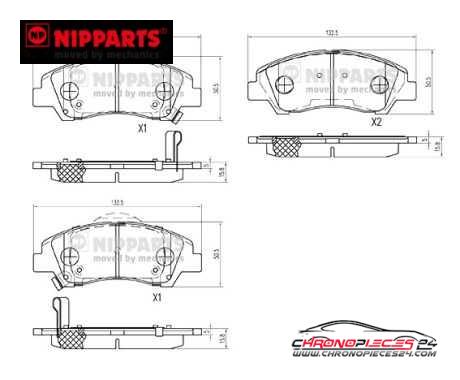 Achat de NIPPARTS N3600555 Kit de plaquettes de frein, frein à disque pas chères