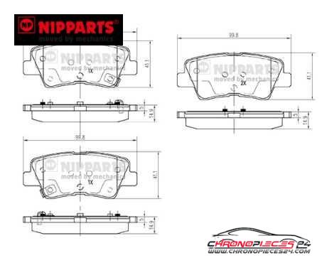 Achat de NIPPARTS N3610314 Kit de plaquettes de frein, frein à disque pas chères