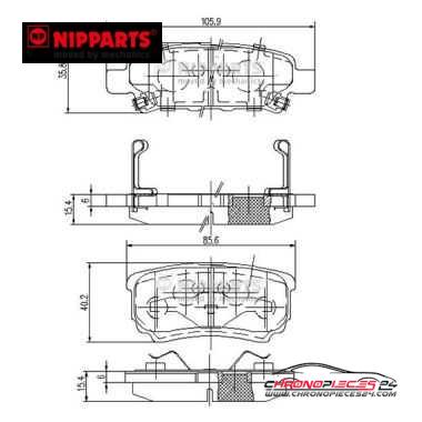 Achat de NIPPARTS N3615015 Kit de plaquettes de frein, frein à disque pas chères