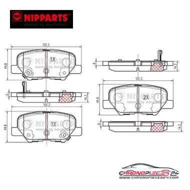 Achat de NIPPARTS N3615017 Kit de plaquettes de frein, frein à disque pas chères